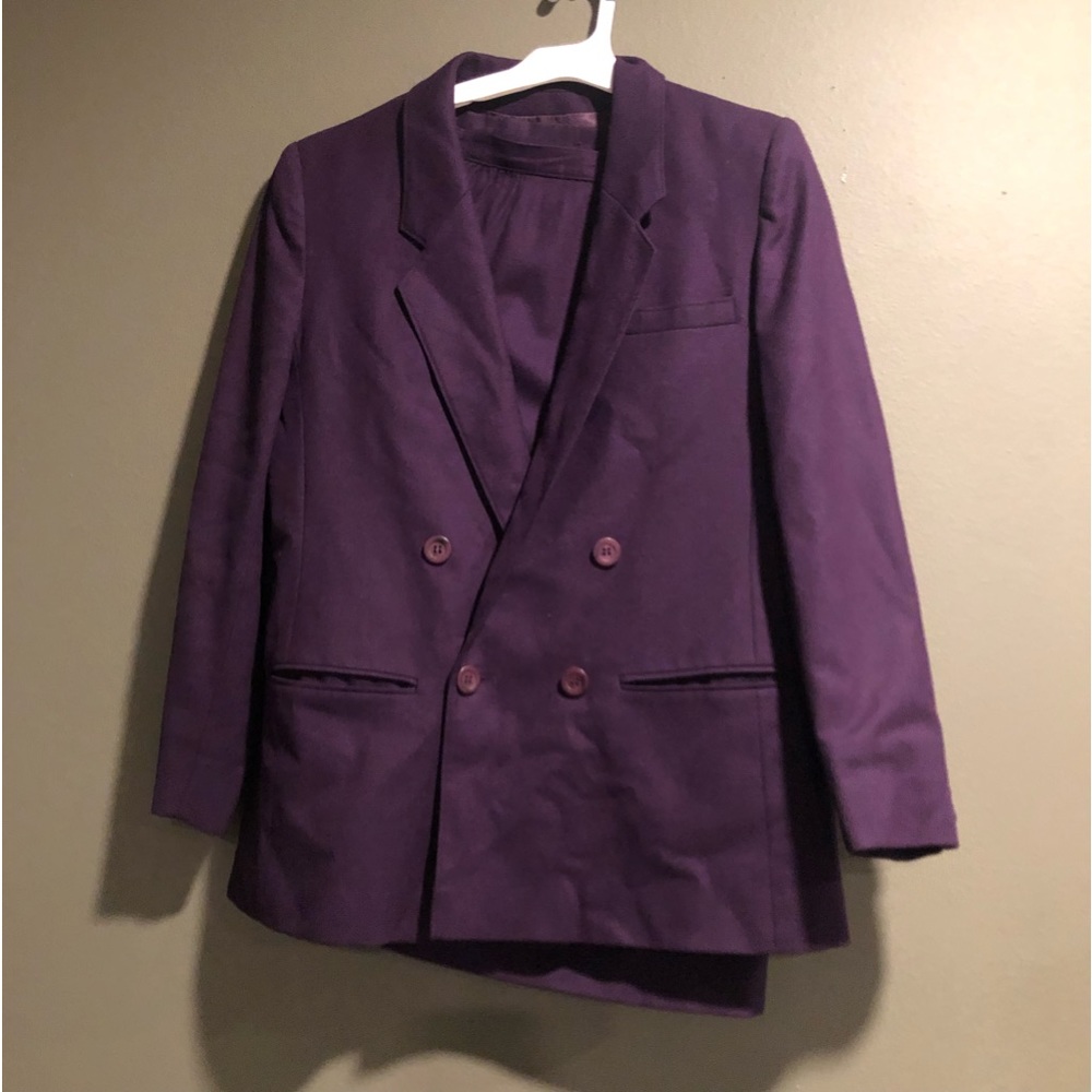 Pendleton Purple 100% Virgin Wool Skirt and Blazer Set, 12